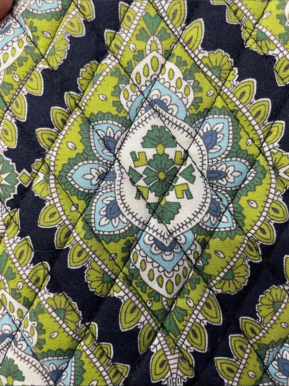 Vera Bradley //Sherry “Cambridge” Lime Green and Navy Quilted Hot tool Zip Case